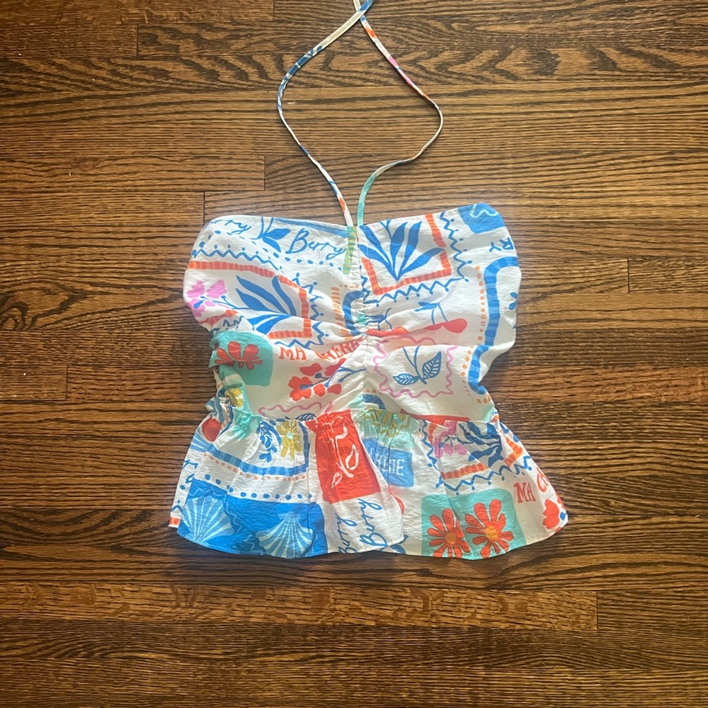 Colorful Smocked Halter Top Never Worn